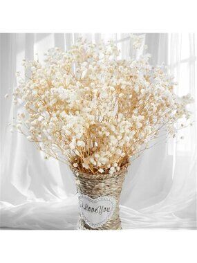 New 2500+ Dried Babys Breath Flowers Bulk - 17" Ivory White Dried Flower Bouquet